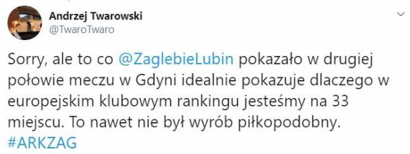 OSTRA opinia Andrzeja Twarowskiego o II połowie meczu w wykonaniu Zagłębia Lubin